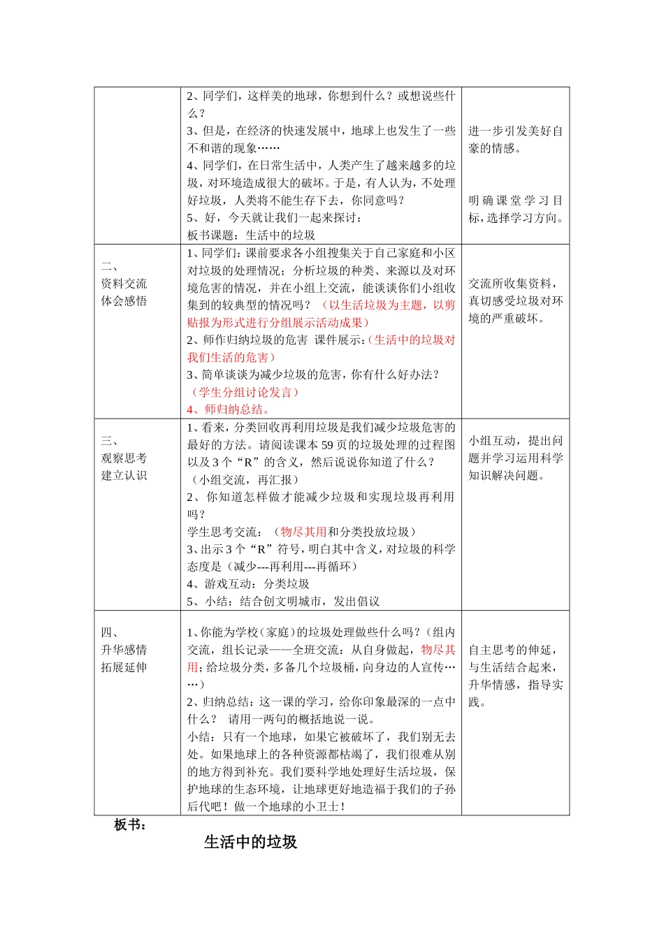 六年级下册《生活中的垃圾》教学设计_第2页