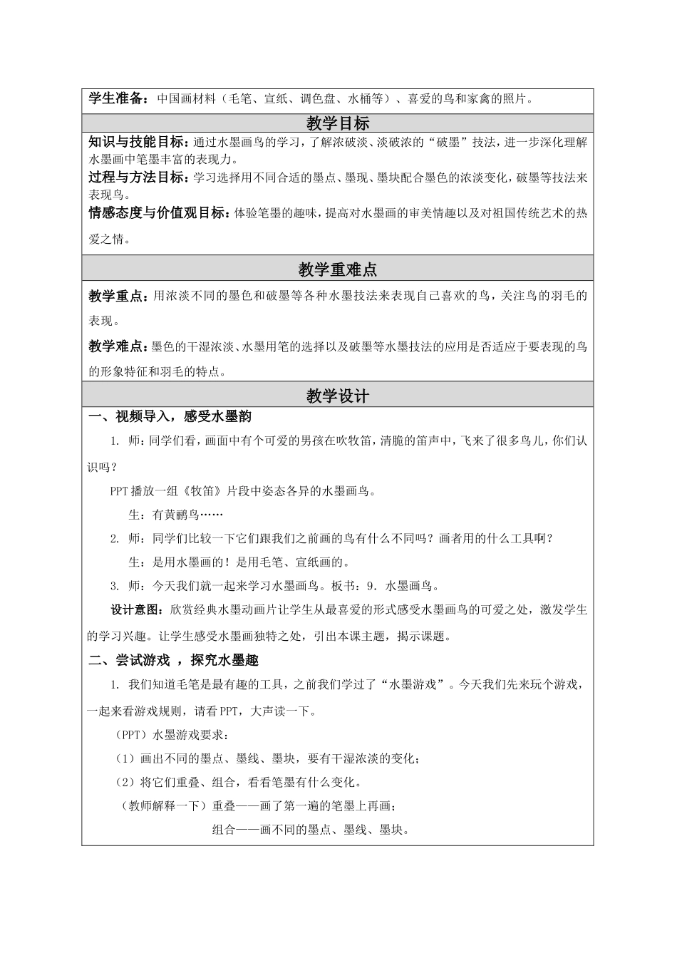 -水墨画鸟-教学设计_第2页