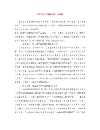 2020年办公室副主任个人总结 