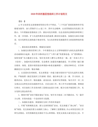 2020年农村基层党组织工作计划范文 