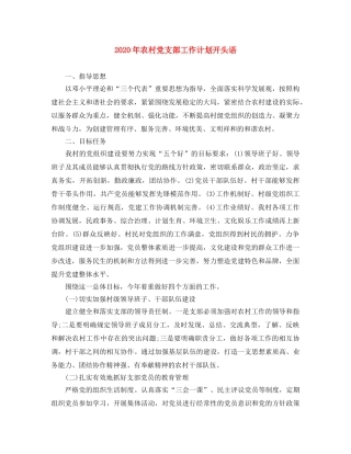 2020年农村党支部工作计划开头语 