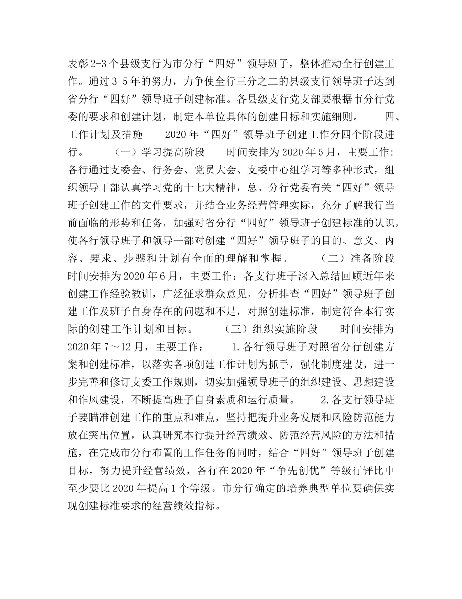 2020年农发行“四好”领导班子创建工作计划 _第2页