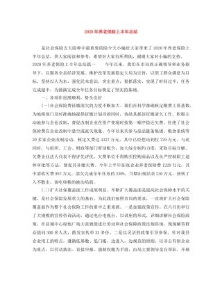 2020年养老保险上半年总结 