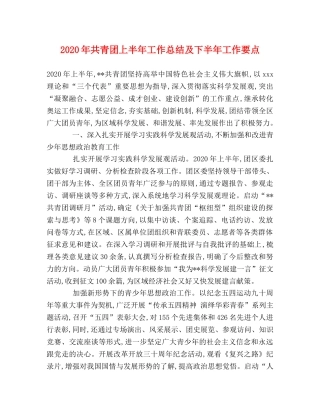 2020年共青团上半年工作总结及下半年工作要点 