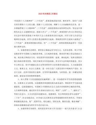 2020年共青团工作要点 