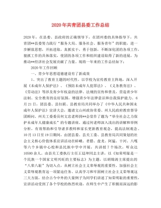 2020年共青团县委工作总结 