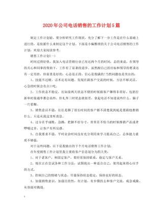 2020年公司电话销售的工作计划5篇 