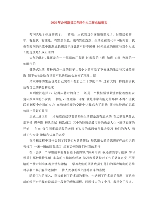 2020年公司新员工年终个人工作总结范文 