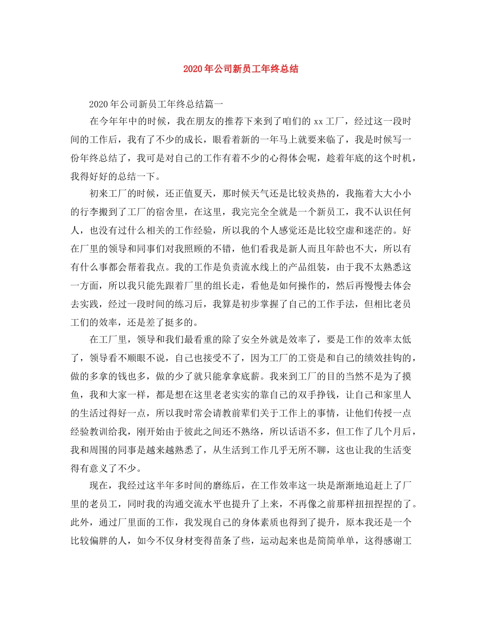 2020年公司新员工年终总结 _第1页
