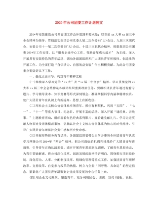 2020年公司团委工作计划例文 