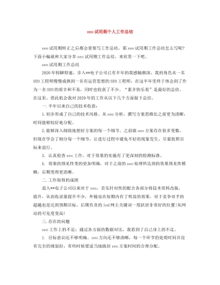 seo试用期个人工作总结
