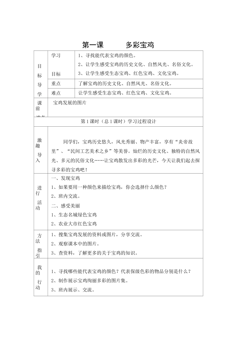 五年级上册《美丽宝鸡》教案_第2页