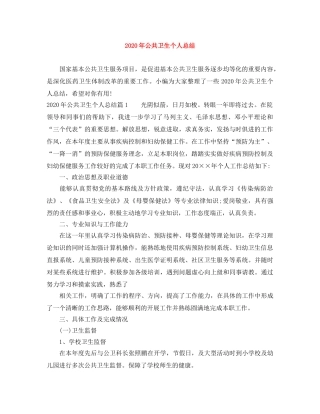 2020年公共卫生个人总结 