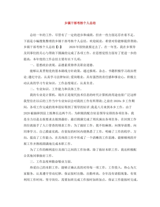 乡镇干部考核个人总结