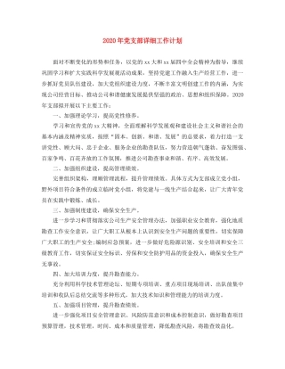 2020年党支部详细工作计划 