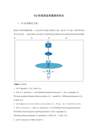 5G终端语音质量感知优化