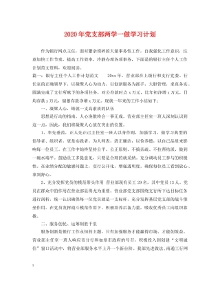 2020年党支部两学一做学习计划 