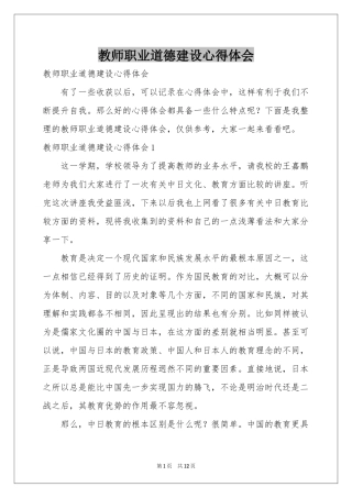 教师职业道德建设体会心得