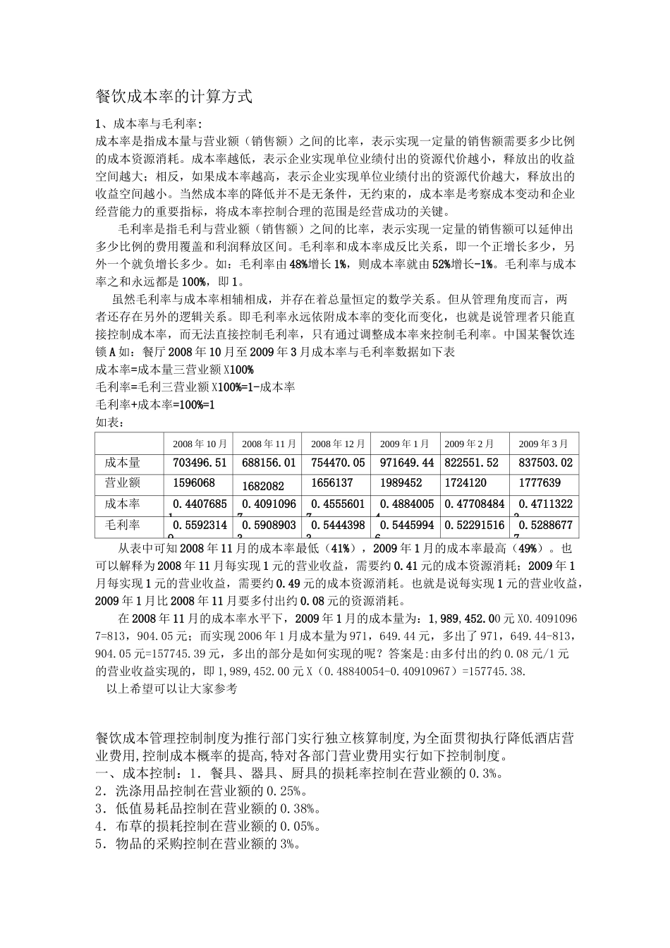 餐饮成本率的计算方式_第1页