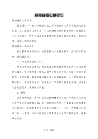 教师研修体会心得