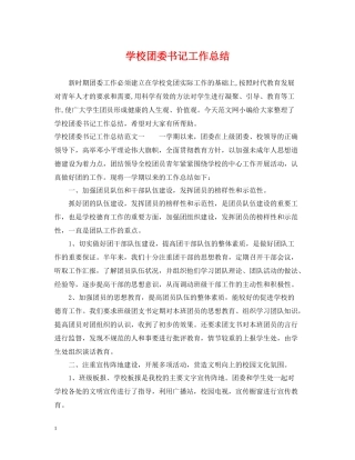 学校团委书记工作总结