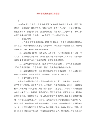 2020年信用社会计工作总结 
