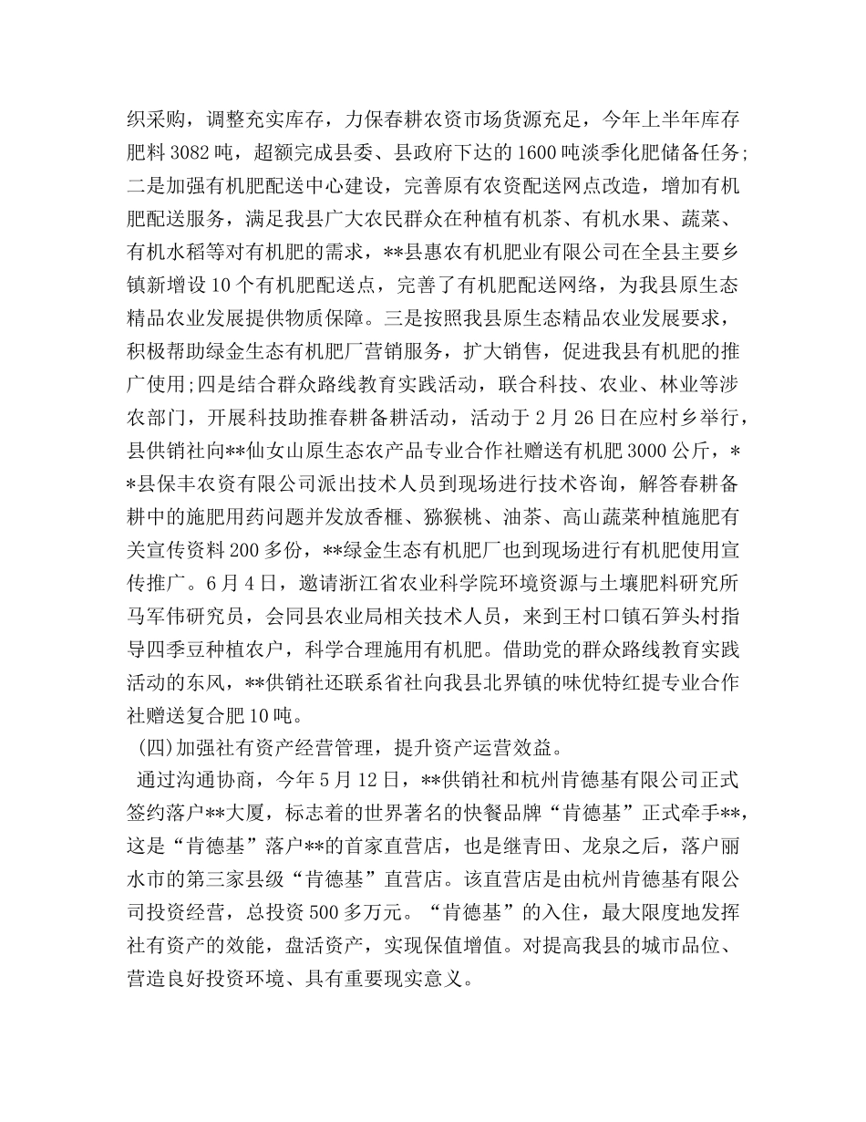 2020年供销社上半年工作总结及下半年工作打算 _第3页