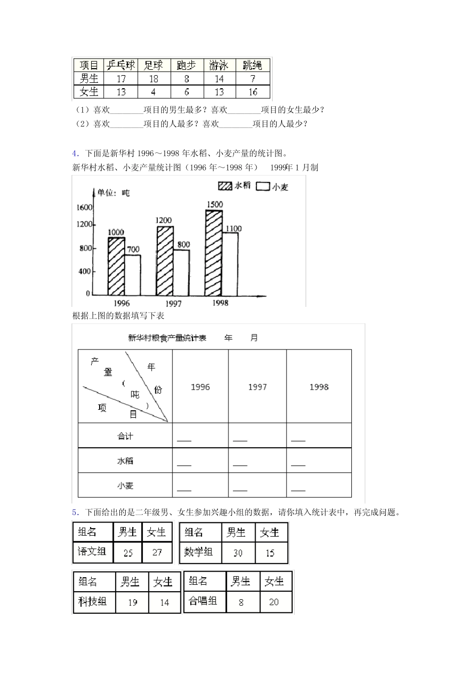 人教版第三单元《复式统计表》 单元测试卷(答案解析) _第2页