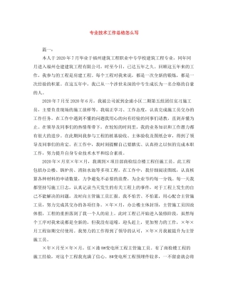 专业技术工作总结怎么写