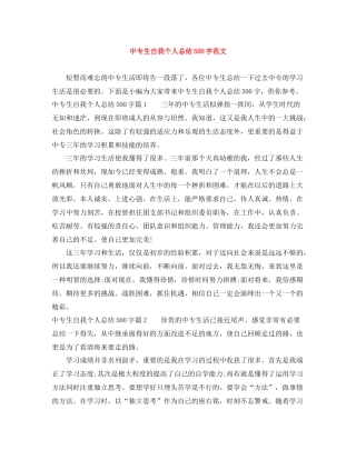 中专生自我个人总结500字范文