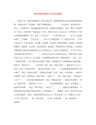 2020年会计出纳个人工作计划范文 