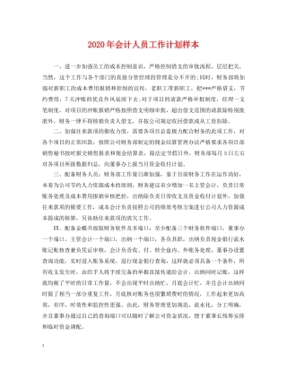 2020年会计人员工作计划样本 