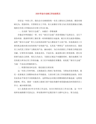 2020年会计出纳工作总结范文 