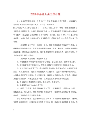 2020年会计人员工作计划 