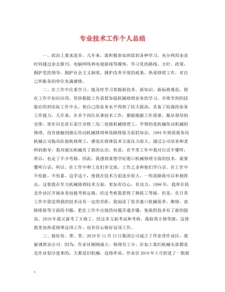 专业技术工作个人总结