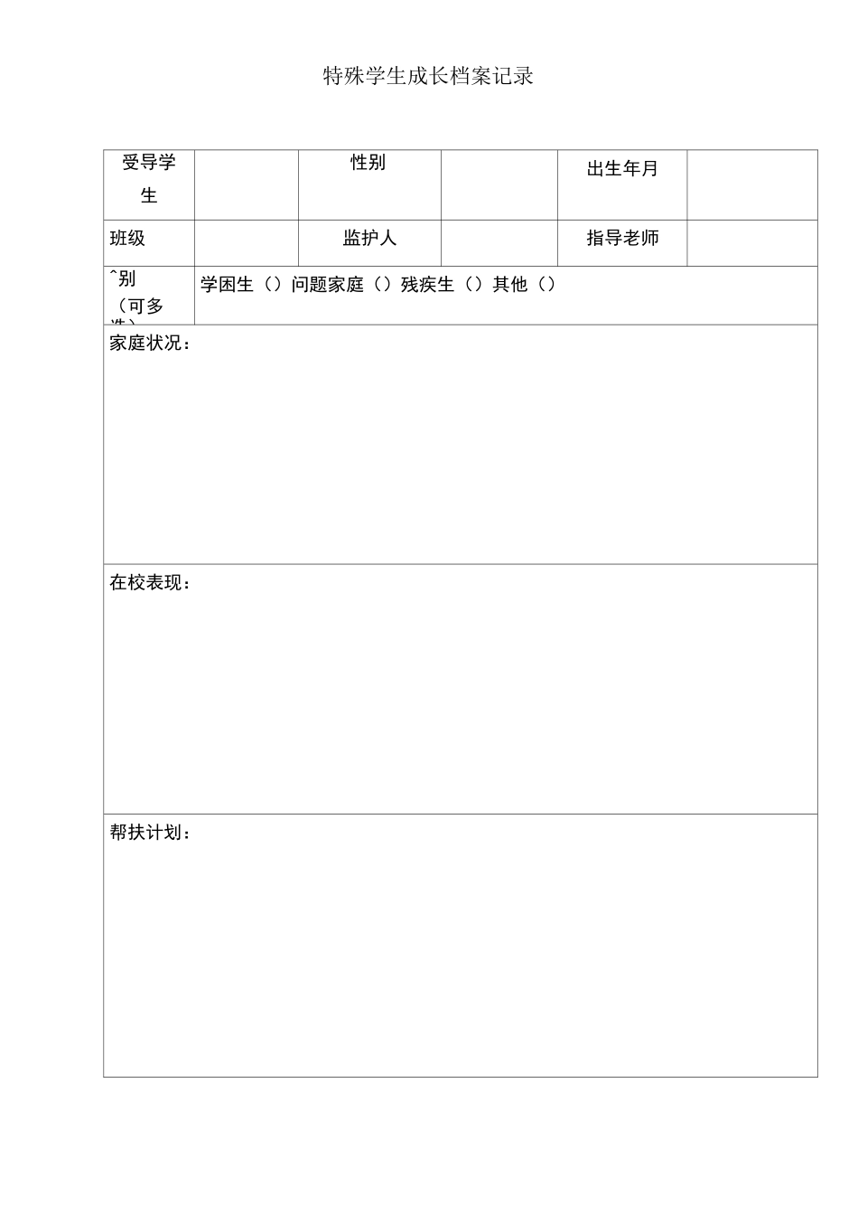 特殊学生成长档案记录文本_第1页