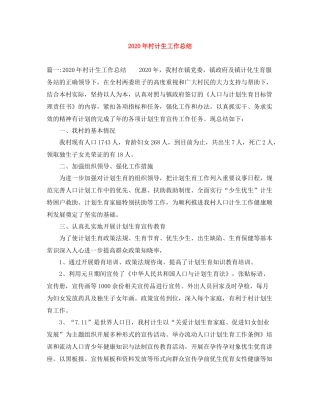 2020年村计生工作总结