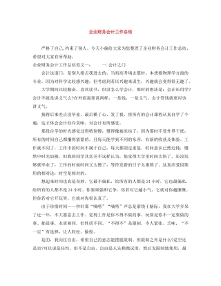 企业财务会计工作总结