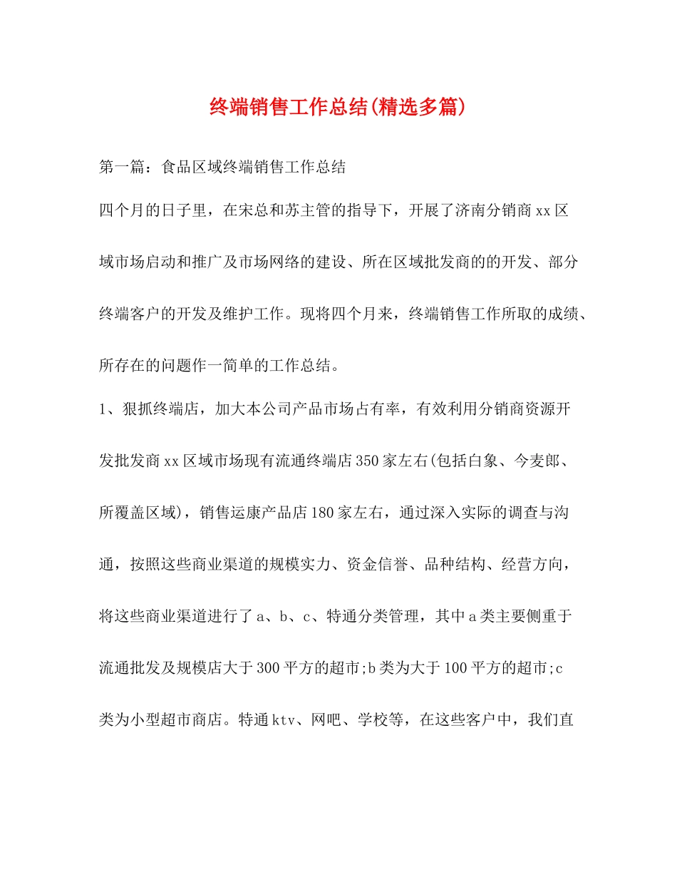 终端销售工作总结精选多篇)_第1页