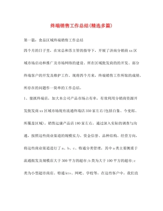 终端销售工作总结精选多篇)