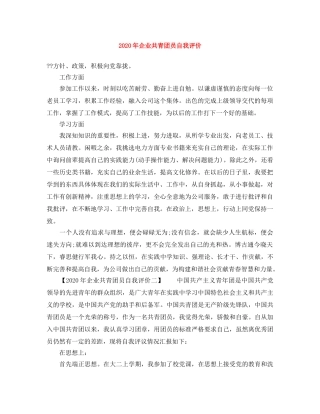 2020年企业共青团员自我评价 