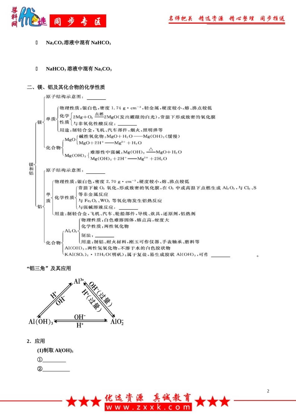【优选整合】人教版高中化学必修1期末复习第3章复习学案_第2页