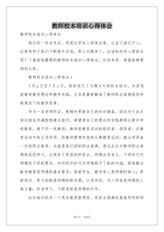 教师校本培训体会心得