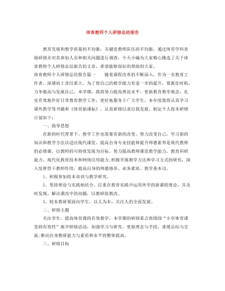体育教师个人研修总结报告
