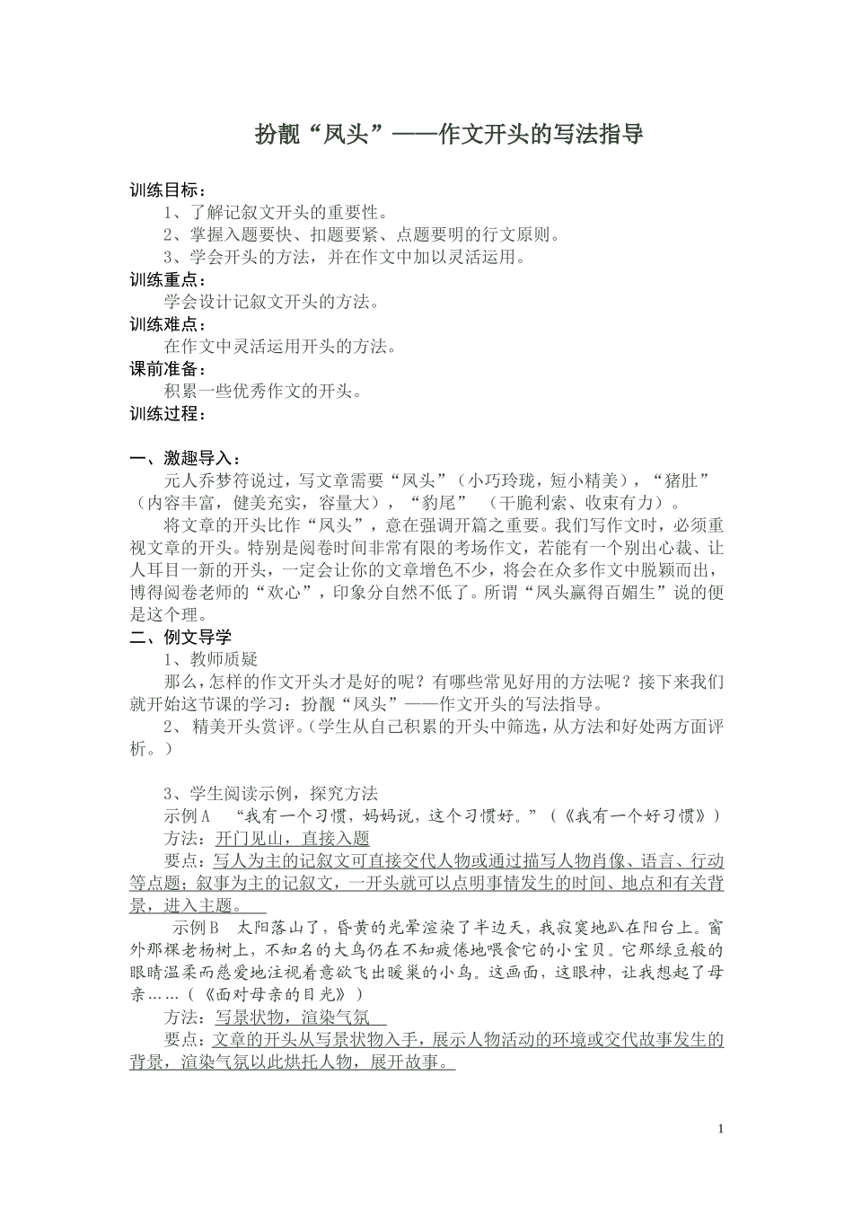 作文开头写法的指导_第1页