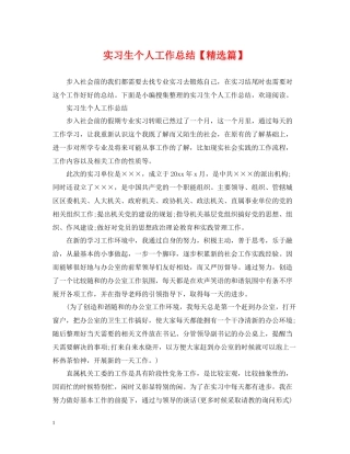 实习生个人工作总结【精选篇】