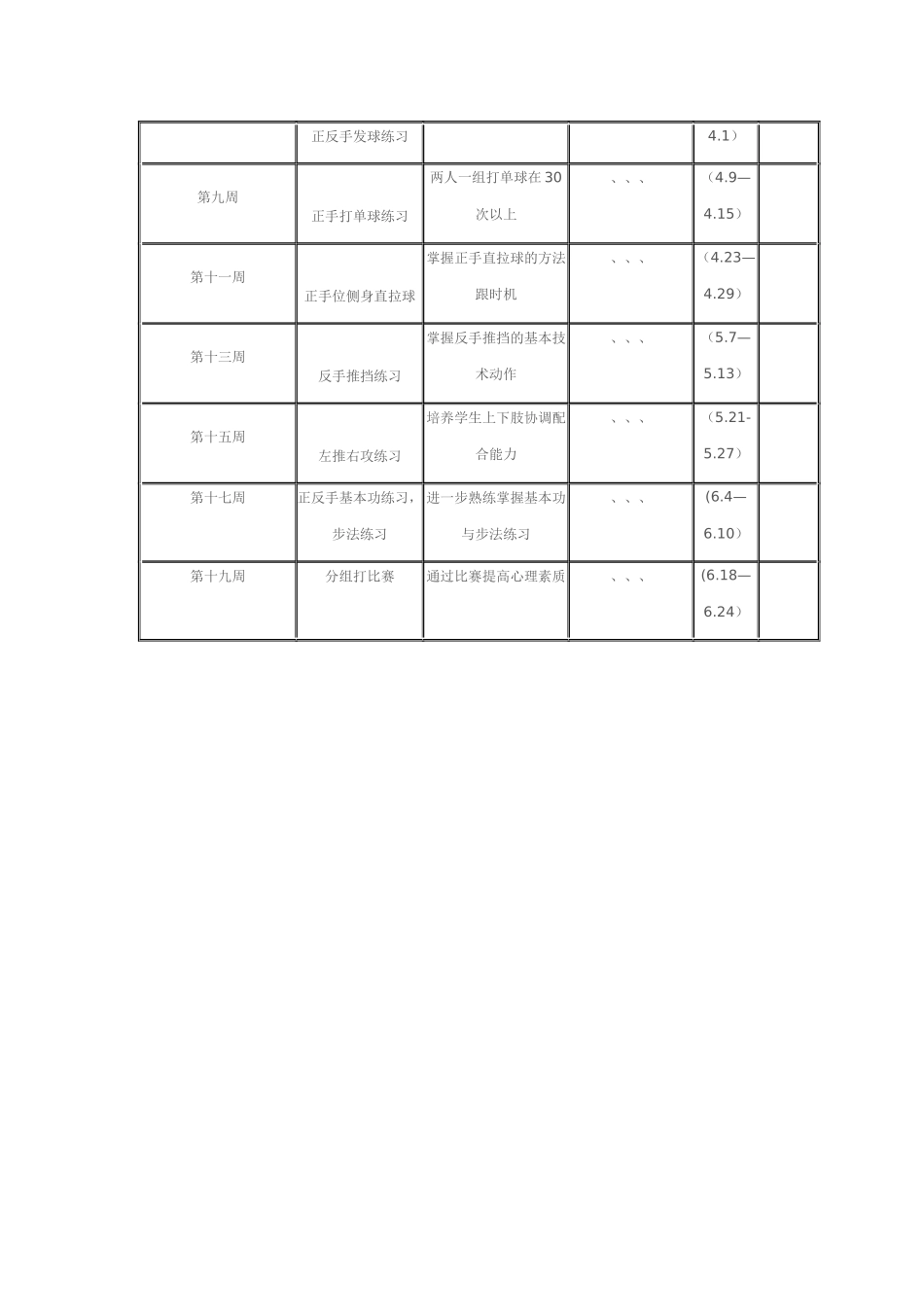 乒乓球课外活动计划_第3页