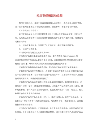 元旦节促销活动总结