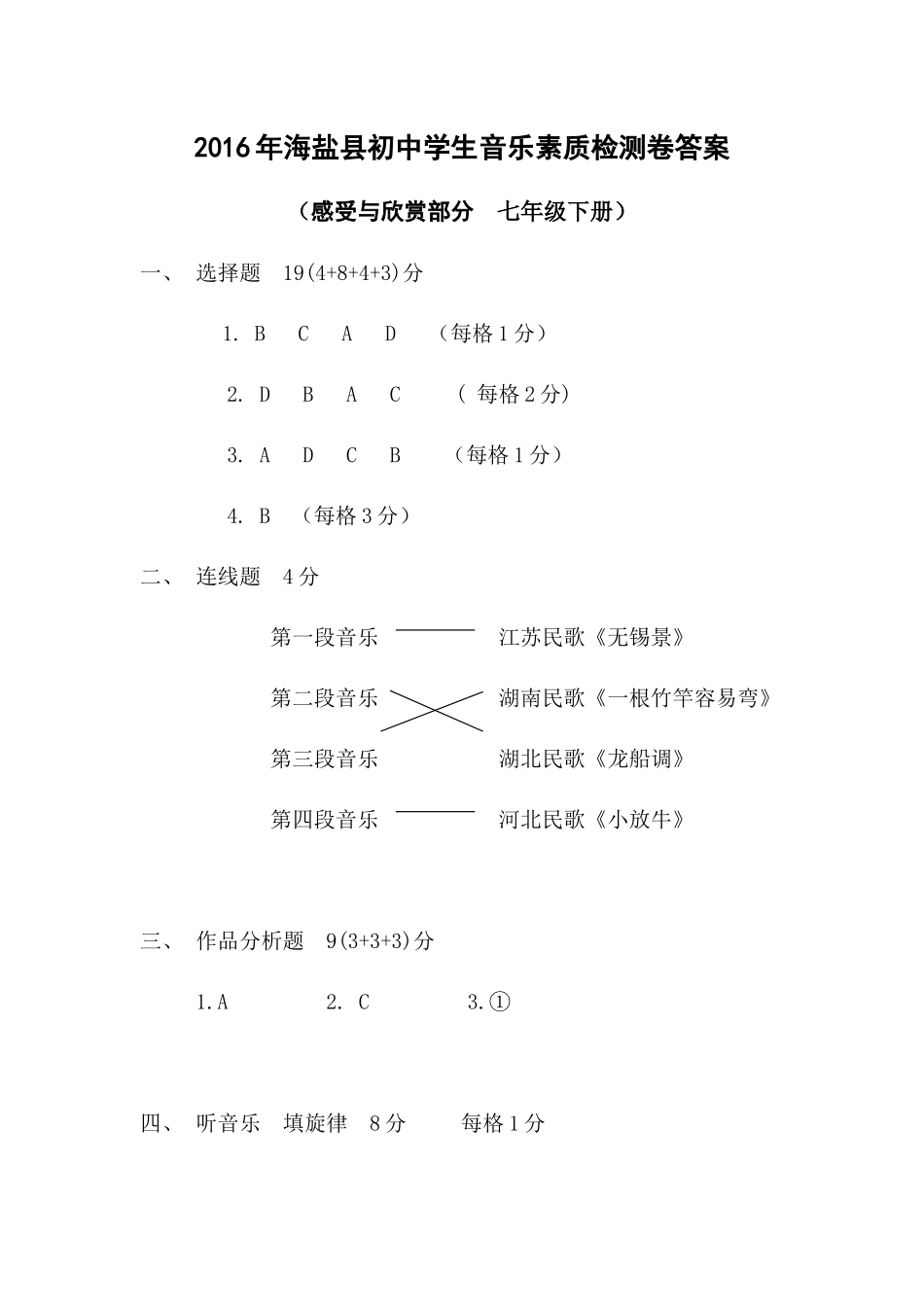 测试答案及评分标准_第1页