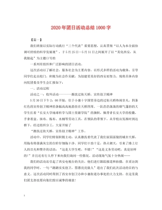 2020年团日活动总结1000字